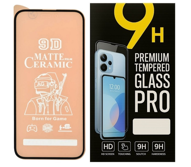 Протиударна захисна плівка Ceramics 9D для Apple iPhone 15 Plus з чорною рамкою, матова