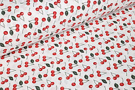 Ранфорс 240 см Вишні з зеленими листочками