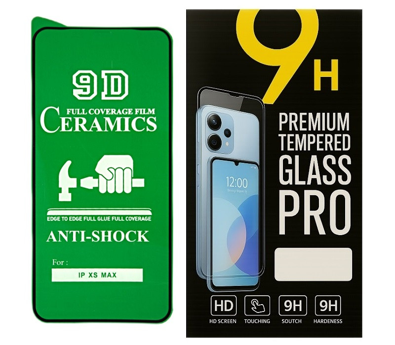 Протиударна захисна плівка Ceramics 9D для Apple iPhone XS Max з чорною рамкою