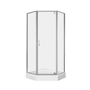 Набір Qtap душова кабіна Leo CRM10995-AC6 Clear 2020x900x900 мм + піддон Diamond 309912 90x90x12 см із сифоном