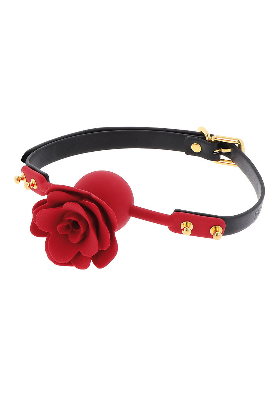Капелюх із декоративною трояндою Taboom Wild Roses Ball Gag чорний-червоний, фото 1