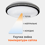 Світлодіодна люстра з пультом BIOM 80Вт SML-R40-80/2, 50 см, зміна температури світла, яскравості, кругла, чорна, фото 3