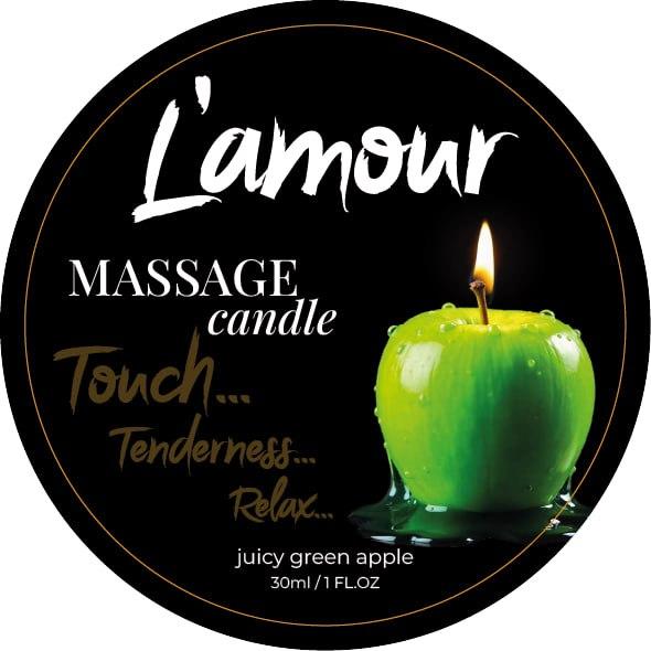 Масажна свічка L'amour Juicy Green Apple з ароматом зеленого яблука, 30 мл