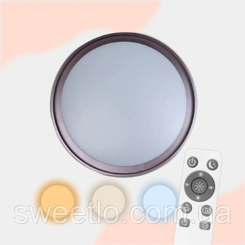 Світлодіодна люстра з пультом 50Вт накладна кругла 39см зі зміною температури світла та яскравості BIOM SMART SML-R48-50/2, фото 1