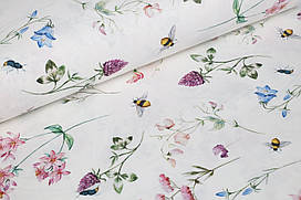 Ранфорс 240 см Польові квіти, бджілки digital