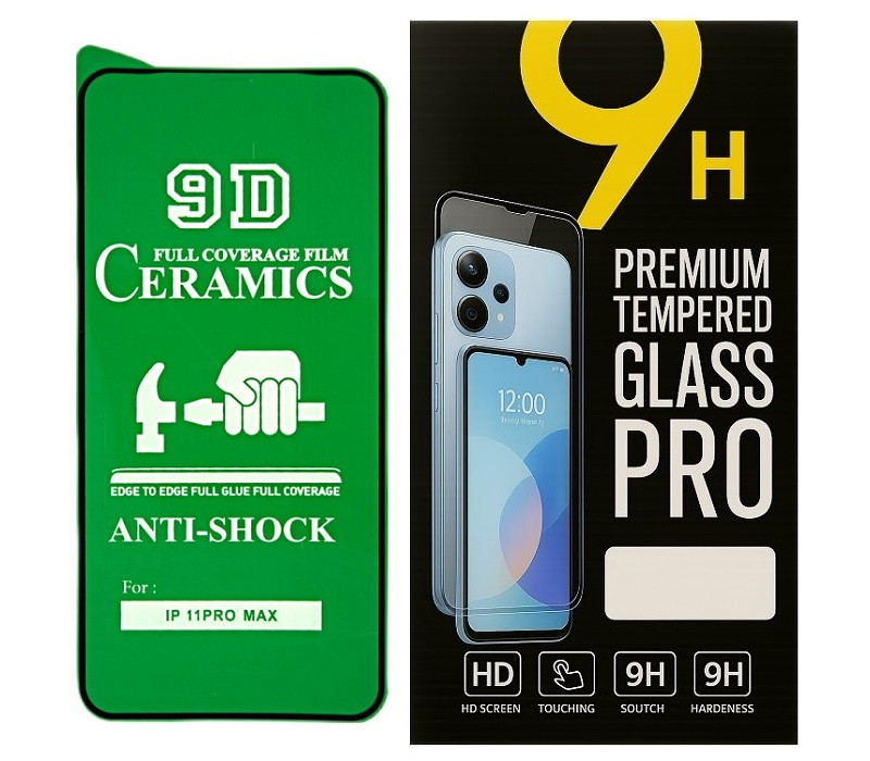 Протиударна захисна плівка Ceramics 9D для Apple iPhone 11 Pro Max з чорною рамкою