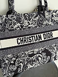 Сумка жіноча Крістіан Діор шопер чорно-білий тигр на широкому ремені Dior, фото 3