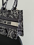 Сумка жіноча Крістіан Діор шопер чорно-білий тигр на широкому ремені Dior, фото 4