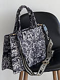 Сумка жіноча Крістіан Діор шопер чорно-білий тигр на широкому ремені Dior, фото 5