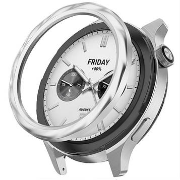 Безель металевий для смарт годинника Xiaomi Watch S3/S4 Rotation Silver + захисне скло