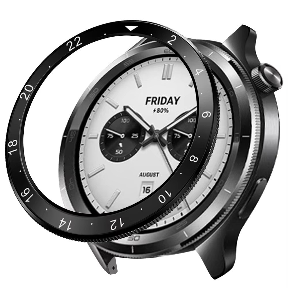 Безель для смарт годинника Xiaomi Watch S3/S4 PC Cover Ring Bumper Black-white + захисне cкло