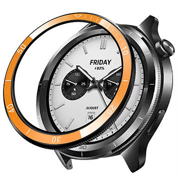 Безель для смарт годинника Xiaomi Watch S3/S4 PC Cover Ring Bumper Yellow-black + захисне cкло