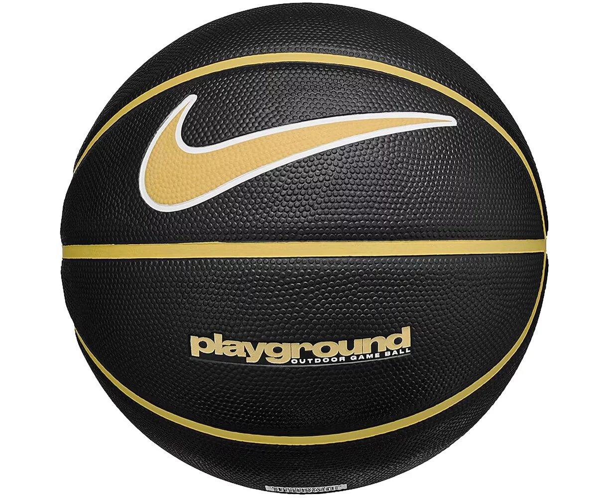 М'яч баскетбольний EVERYDAY PLAYGROUND 8P GRAPHIC DEFLATED BLACK/INFINITE GOLD/WHITE розмір 7 N.100.4371.015.07 (Оригінал), фото 1