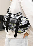 Велика жіноча поясна сумка бананка Sambag DynamicDart тканева з принтом, фото 5