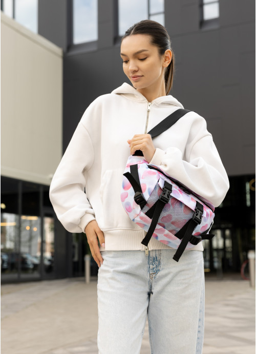 Велика жіноча поясна сумка бананка Sambag DynamicDart тканева принт "Ball", фото 1