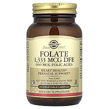 Фолат, Folate, Solgar, фолієва кислота, 1333 мкг DFE, 250 вегетаріанських капсул
