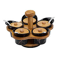 Набір для сипучих продуктів 5 банок по 120 на бамбуковій підставці HP1232