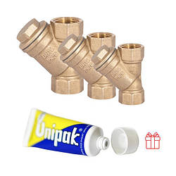 Акційний набір Icma: Фільтри косі грубої очистки 3 шт 1/2" + 2 шт 3/4" + 1шт 1" + 1 шт Паста Unigum у