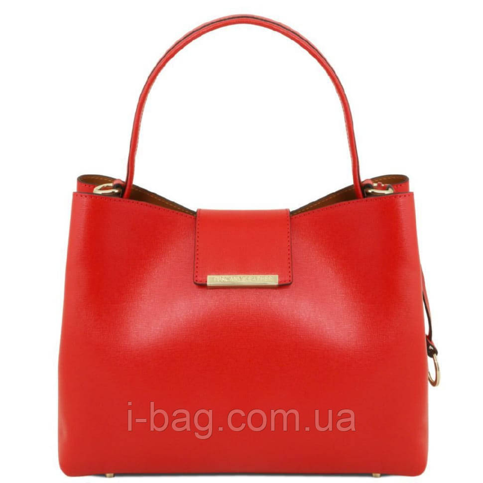 Жіноча сумка тоут із сап'янової шкіри Clio Tuscany TL141690 (Lipstick Red)