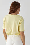 Футболка з вишитими вишеньками - лимонний цвет, L (є розміри), фото 2