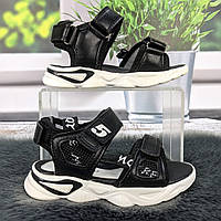 Босоніжки дитячі сандалі для хлопчика Jong Golf чорні відкриті на липучках 5822