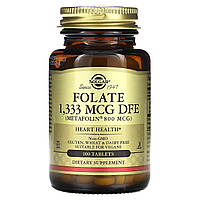 Фолієва кислота, Folate, Solgar, фолат, 1333 мкг DFE (800 мкг), 100 таблеток