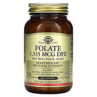 Фолат, Folate, Solgar, фолієва кислота, 1,333 мкг DFE (800 мкг), 250 таблеток