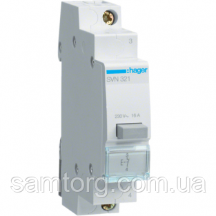 Вимикач кнопковий зворотній 230W 16А 1НО SVN321 Hager, фото 1