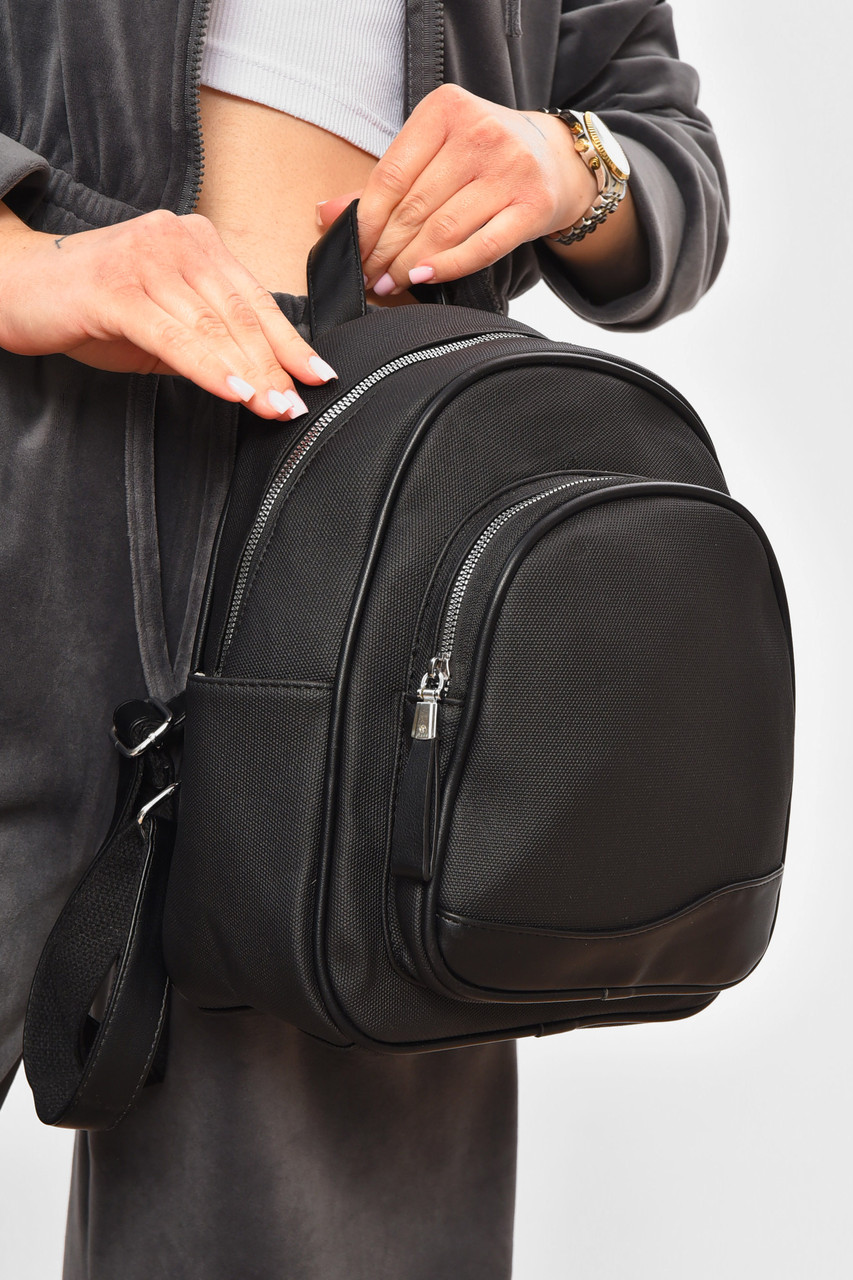 Рюкзак жіночий з екошкіри чорного кольору 201952P, фото 1