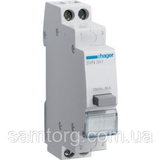 Вимикач кнопковий зворотній 230W 16А 2НО SVN341 Hager, фото 1