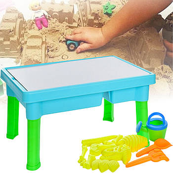 Набір для пісочниці 43x29x25 см з лопатками та формочками R399-23A-24A Стіл-пісочниця для дітей Жовтий