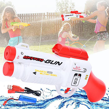 Електричний водяний пістолет 26 см на акумуляторі та USB зарядним T-04 Водна зброя для басейну