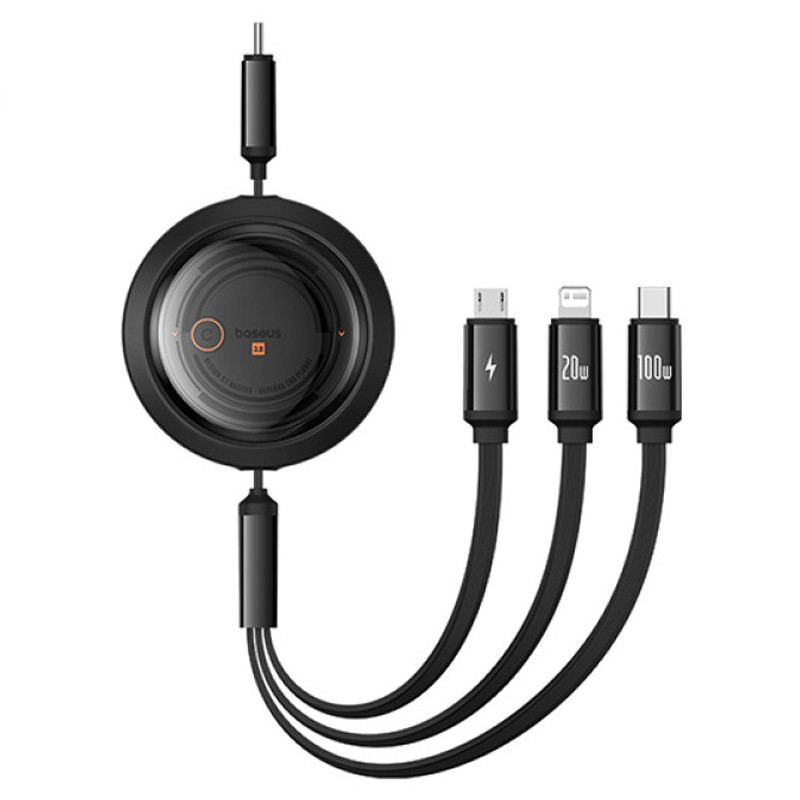 Дата кабель Baseus Free2Draw Retractable Crystal Fast Charging Type-C to 3in1 100W (1.1) (P1036800)