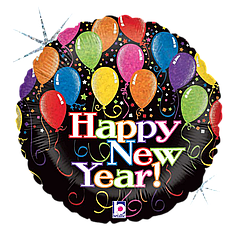 НР058 Коло 18" GRABO-ГР Happy New Year - кульки на чорному (УП)