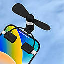 Міні вентилятор 3в1 Portable Mini Fan Type C \ Lightning \ Micro USB Black, фото 2