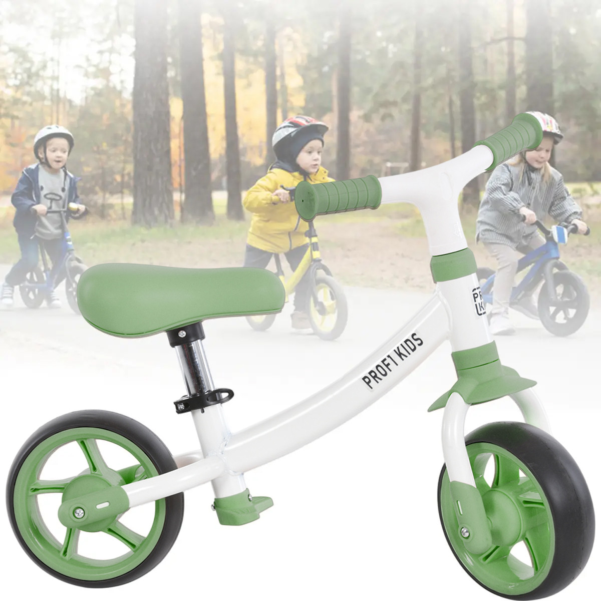 Двоколісний дитячий біговел із підставкою для ніжок Profi Kids MBB 1040 Green Біло-зелений, фото 1