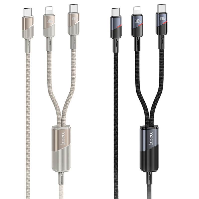 Дата кабель Hoco U139 Type-C to Lightning/Type-C 100W (1.2m)