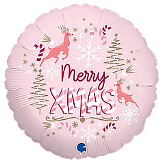 НР059 Коло 18" GRABO-ГР Mеrry Xmas - рожеве (УП)