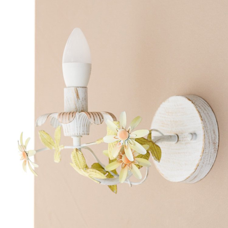 Бра біле на 1 свічку з квітковим декором ELISEY, фото 1