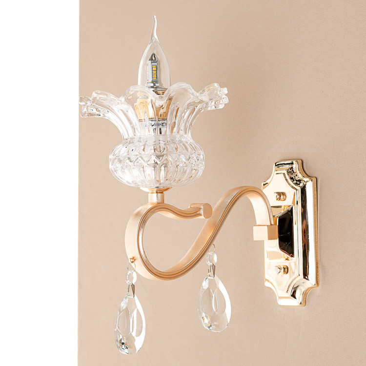 Бра золота у формі квітки з прозорим камінням ELISEY, фото 1