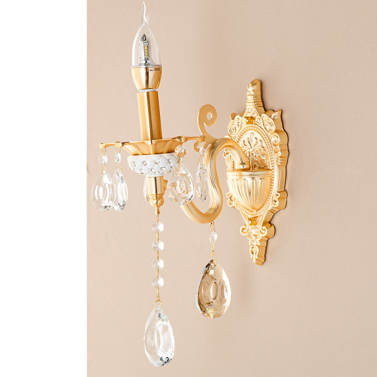 Бра на 1 лампу золотого кольору зі стразами та камінням  ELISEY, фото 1