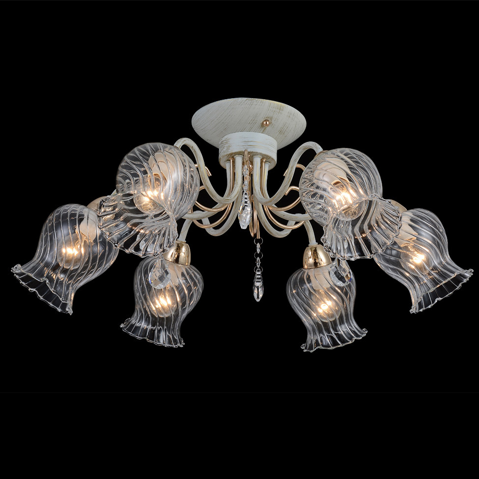 Люстра стельова прозора з 6 плафонами тюльпан ELISEY, фото 1