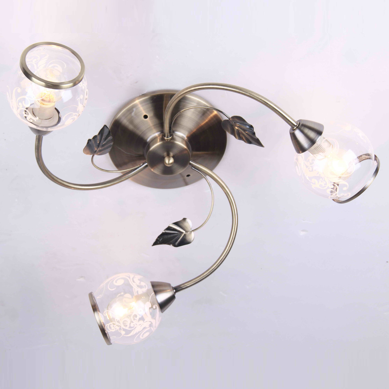 Люстра стельова з 3 прозорими плафонами та листочками  ELISEY, фото 1