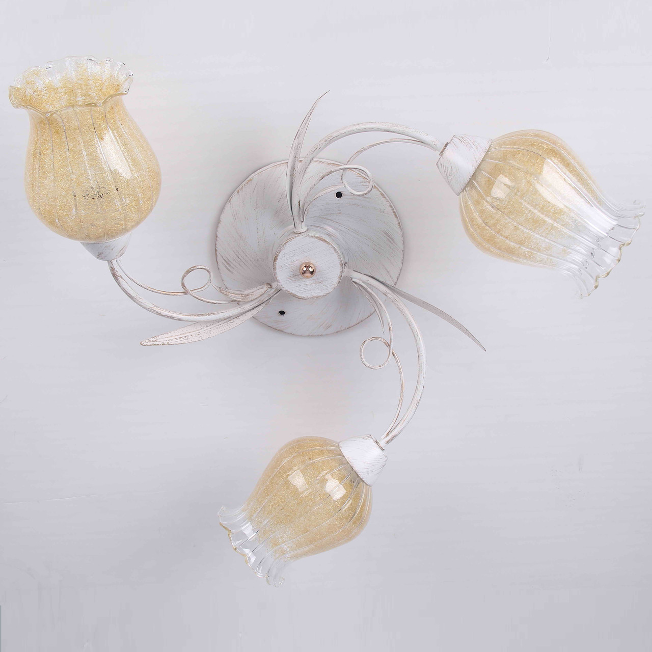 Люстра стельова біла з 3 золотистими плафонами ELISEY, фото 1