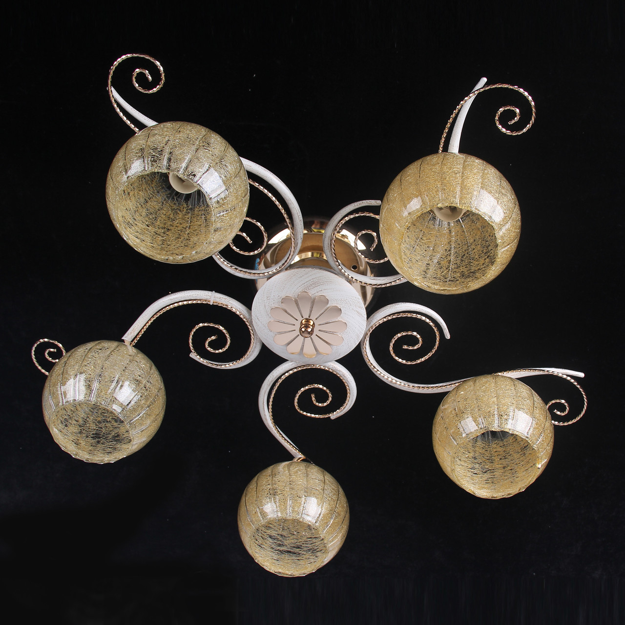 Стельова люстра з 5 золотистими плафонами ELISEY, фото 1