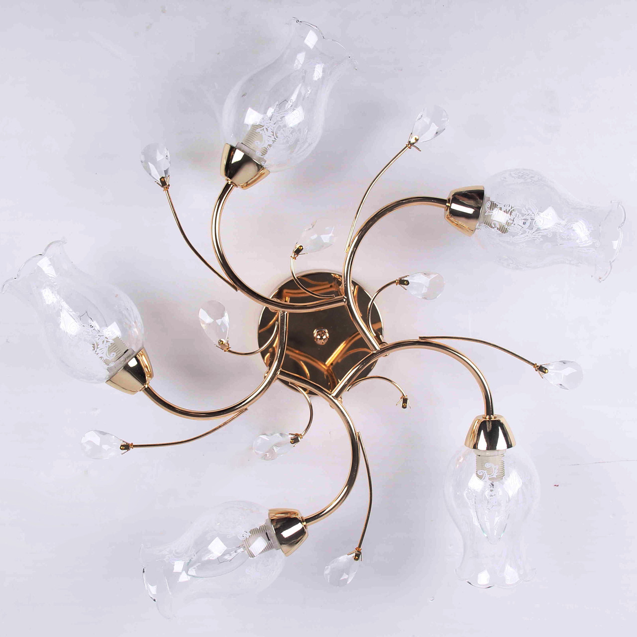 Стельова люстра з 5 прозорими плафонами у формі квітки  ELISEY, фото 1