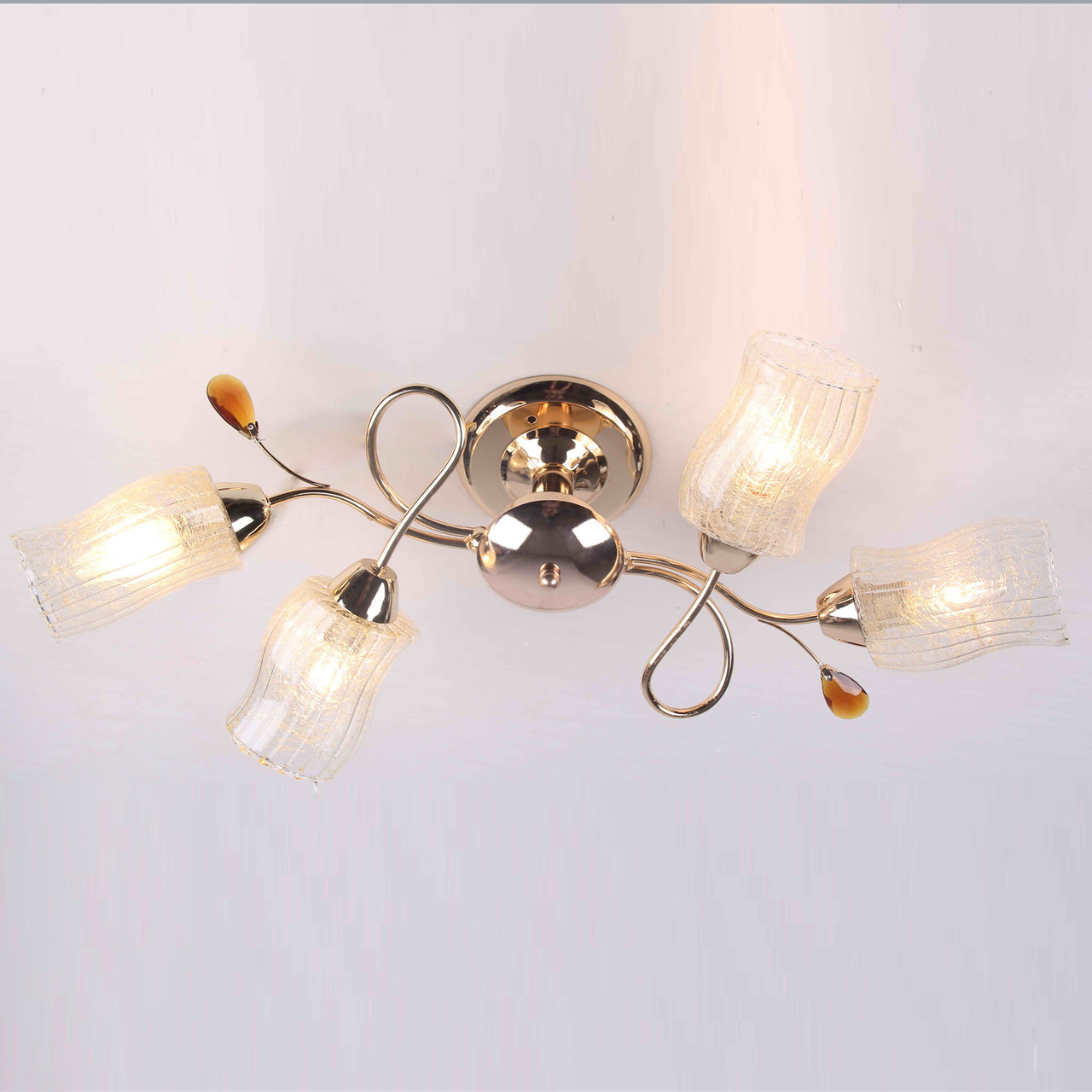 Люстра золота стельова з 4 золотистими плафонами ELISEY, фото 1