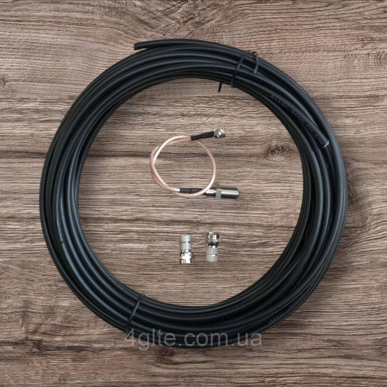 Коаксіальний кабель RG58 50 Ом 20 метрів + F-роз'єми + антенний перехідник CPC9, фото 1