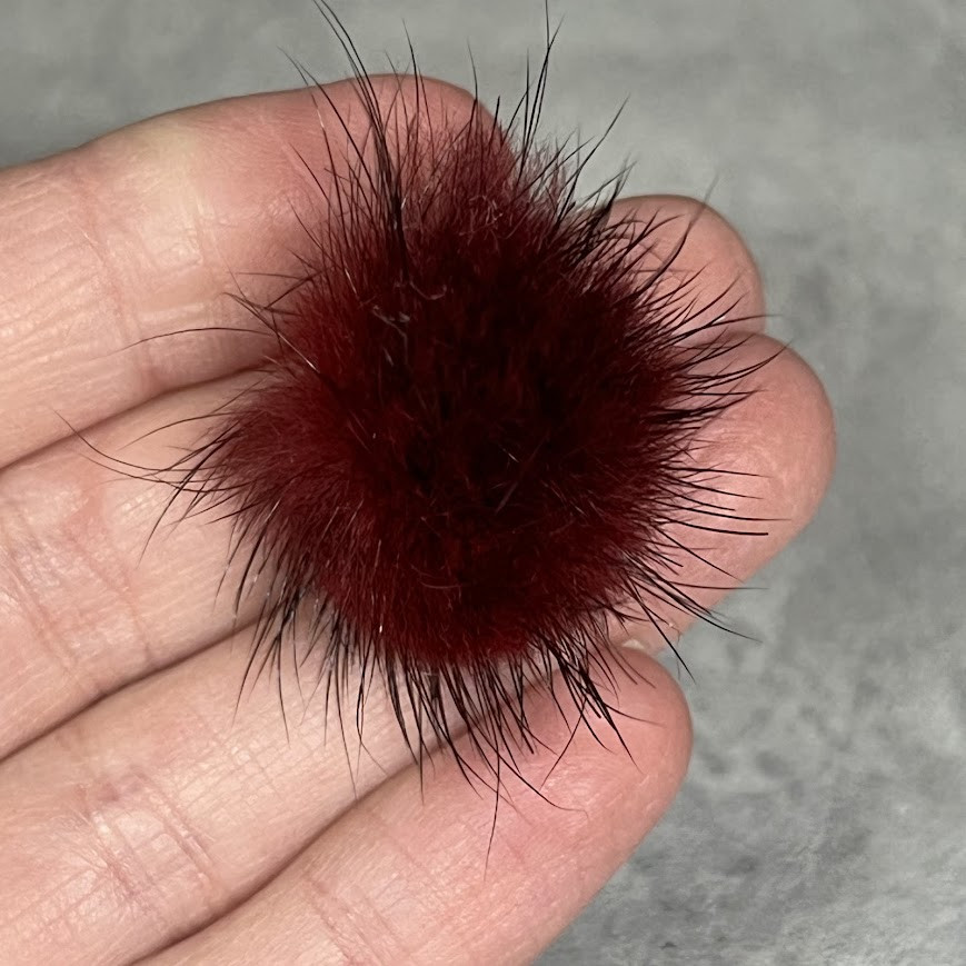 Хутряні помпони (норка) розмір ≈2,8 см, колір бордо, арт 09024, 1 шт, Бордовий, фото 1