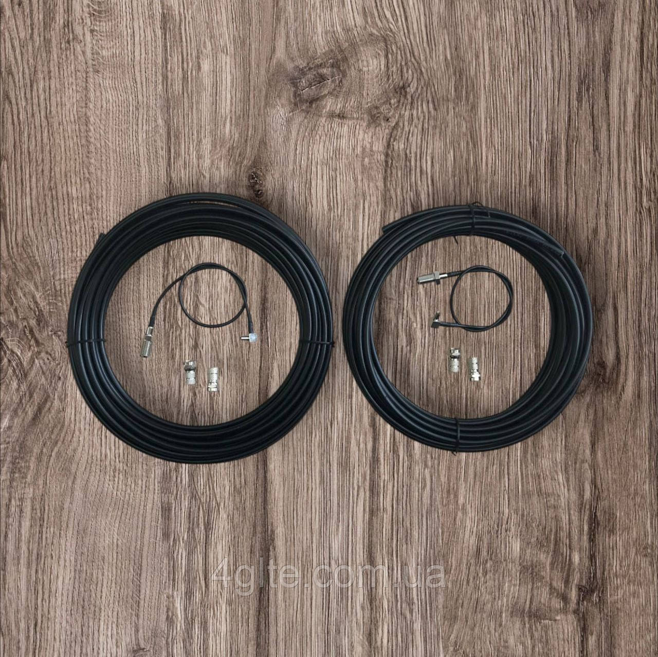 Коаксіальний кабель RG58 50 Ом 2 по 10 метрів + F-роз'єми + антенні перехідники TS9 (MIMO), фото 1